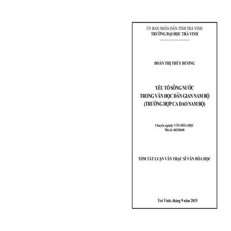 Luận văn: Yếu tố sông nước trong văn học dân gian Nam Bộ, HOT