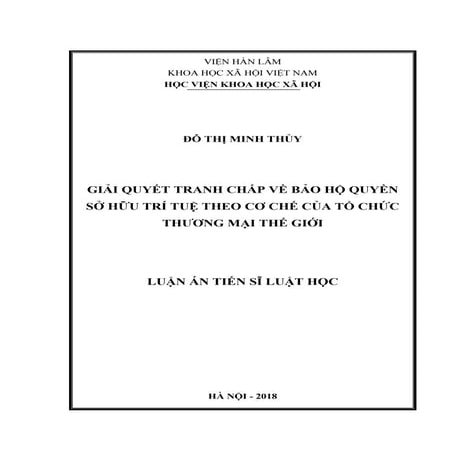 Luận văn: Giải quyết tranh chấp về bảo hộ quyền sở hữu trí tuệ