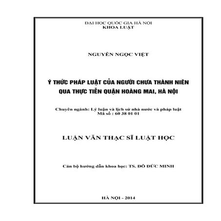 Luận văn: Ý thức pháp luật của người chưa thành niên, HOT | PDF