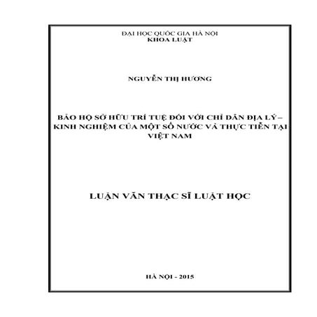 Luận văn: Bảo hộ sở hữu trí tuệ đối với chỉ dẫn địa lý, HOT