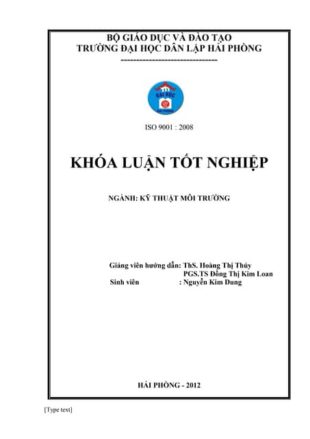 Luận văn: Thiết kế hệ thống xử lý nước thải nhà máy giấy, HAY