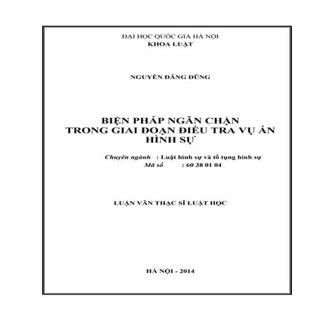 Luận văn: Biện pháp ngăn chặn trong điều tra vụ án hình sự, HAY