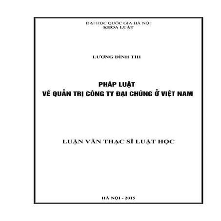 Luận văn: Pháp luật về Quản trị công ty đại chúng ở Việt Nam, HAY