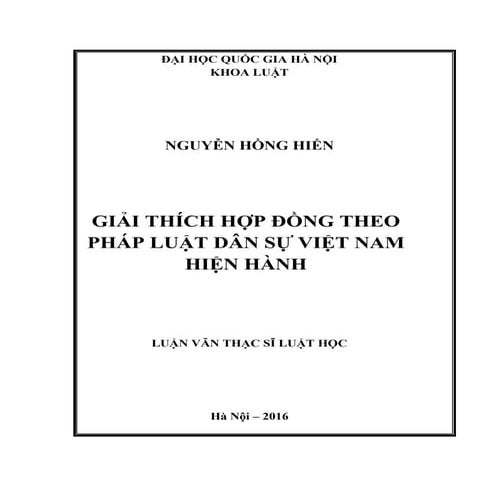 Luận văn: Giải thích hợp đồng theo pháp luật dân sự, HOT