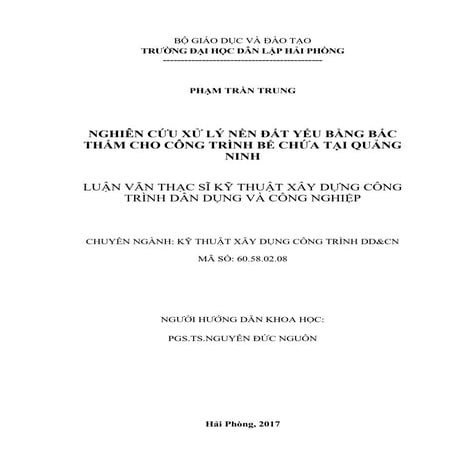 Đề tài: Xử lý nền đất yếu bằng bấc thấm cho công trình bể chứa