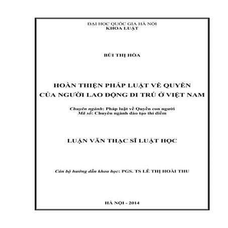 Luận văn: Pháp luật về quyền của người lao động di trú, HOT