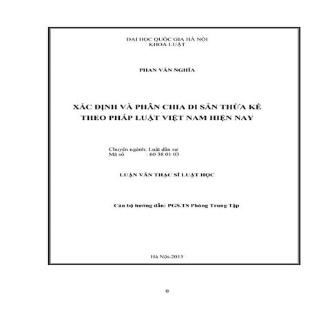 Luận văn: Xác định và phân chia di sản thừa kế theo luật, HAY