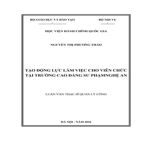 Luận văn: Tạo động lực làm việc cho viên chức, HAY