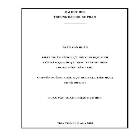 Luận văn: Phát triển năng lực nói cho học sinh lớp Năm, HAY