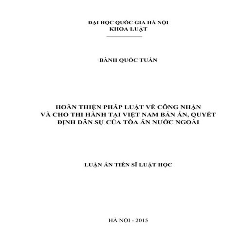 Pháp luật về công nhận cho Tòa án nước ngoài thi hành tại Việt Nam