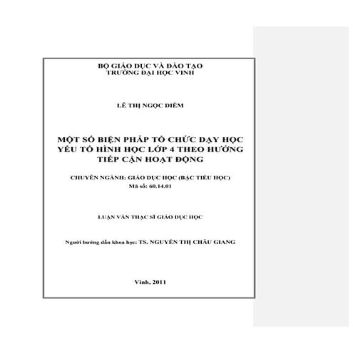 Luận văn: Biện pháp tổ chức dạy học yếu tố hình học lớp 4, HAY