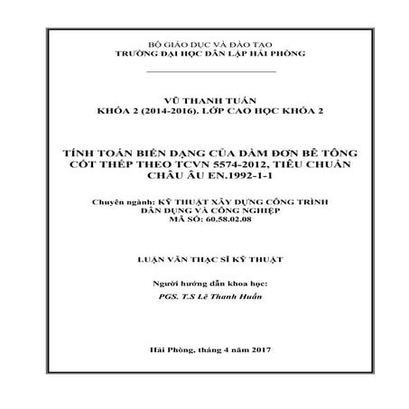Đề tài: Tính toán biến dạng của dầm đơn bê tông cốt thép, HAY