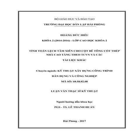 Đề tài: Tính toán lệch tâm xiên cho cột bê tông cốt thép nhà cao tầng