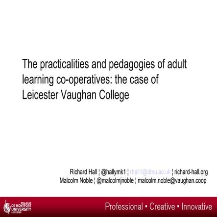 The practicalities and pedagogies of adult learning co-operatives: the case o...