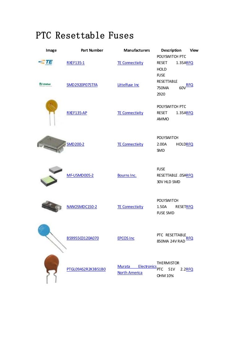 PTC Resettable Fuses -Circuit Protection - componentship.com