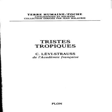 Lévi strauss - tristes tropiques