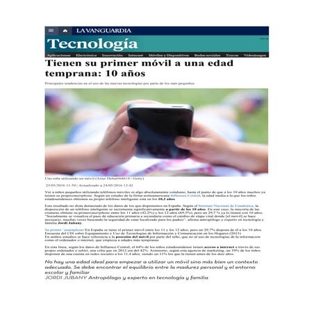 ¿El primer móvil a los 10 años?