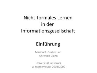 Nicht-formales Lernen in der Informationsgesellschaft