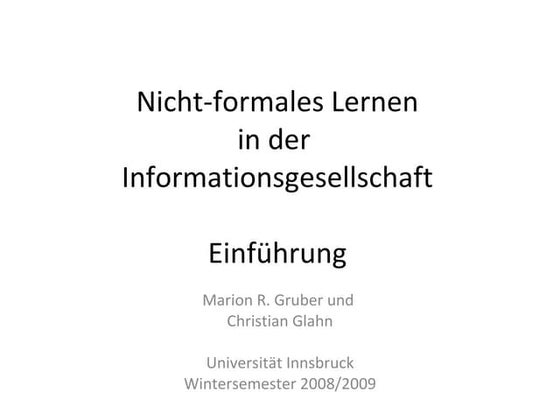 Nicht-formales Lernen in der Informationsgesellschaft