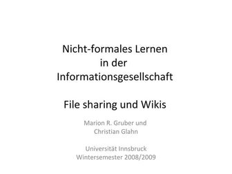Lv Nicht Formales Lernen Informationsgestellschaft Wiki