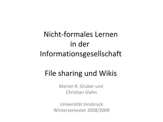 Lv Nicht Formales Lernen Informationsgestellschaft Wiki