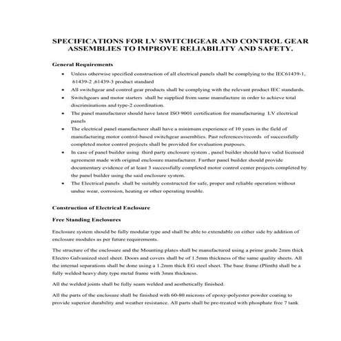 Lv panel specification