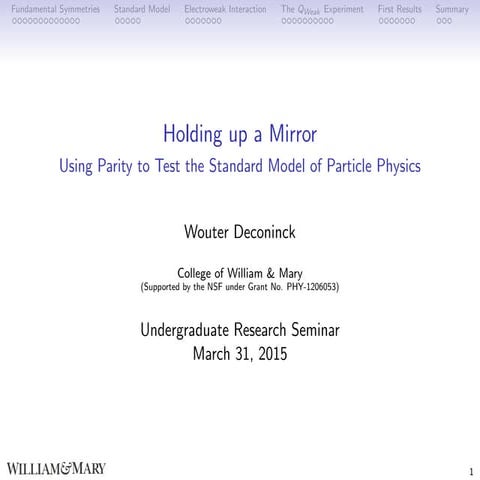 Holding up a Mirror: Using Parity to Test the Standard Model of Particle Physics