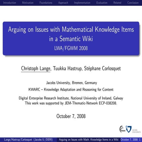 Arguing on Issues with Mathematical Knowledge Items in a Semantic Wiki