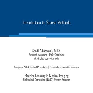 Introduction to Sparse Methods 