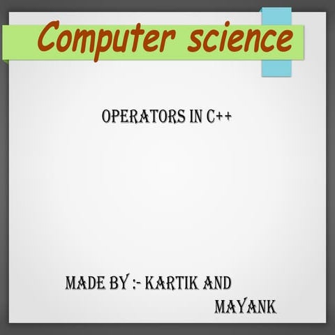 operators in c++ | ODP