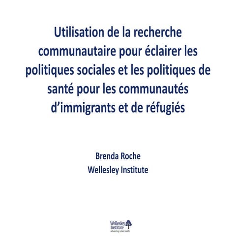 Utilisation de la recherche communautaire  - Brenda Roche