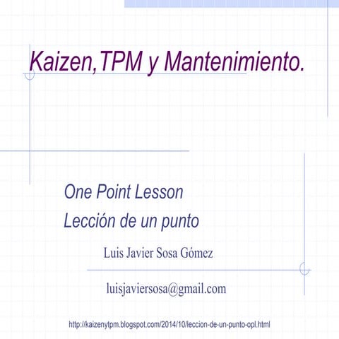 Lección de un punto (OPL ONE POINT LESSON) | PDF