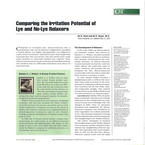 Comparing the Irritation Potential of Lye and No-Lye Relaxers