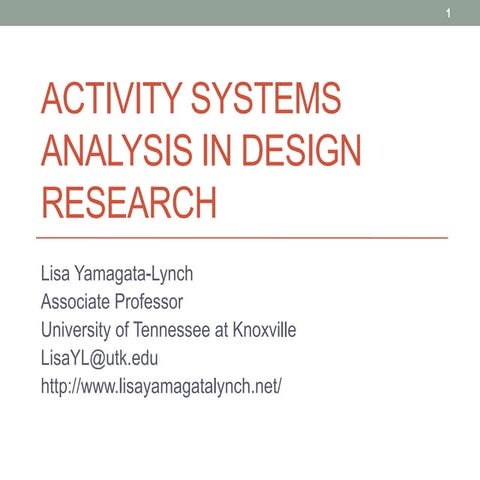 Activity Systems Analysis in Design Research