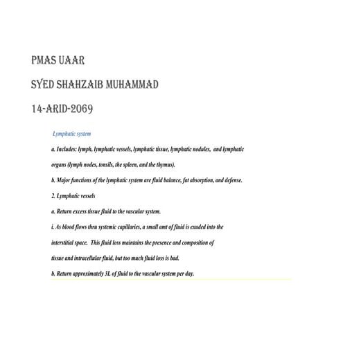 Lymphatic system lecture notes (1) 