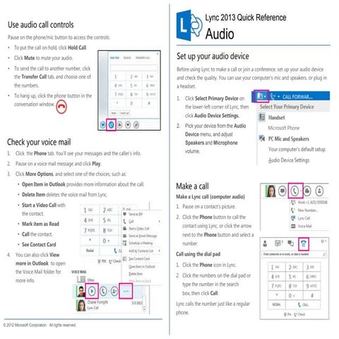 Lync 2013 audio_quick_reference card