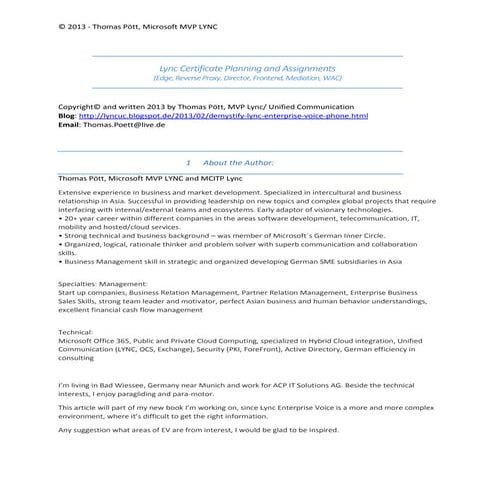 Lync Certificate Planning and Assignments 