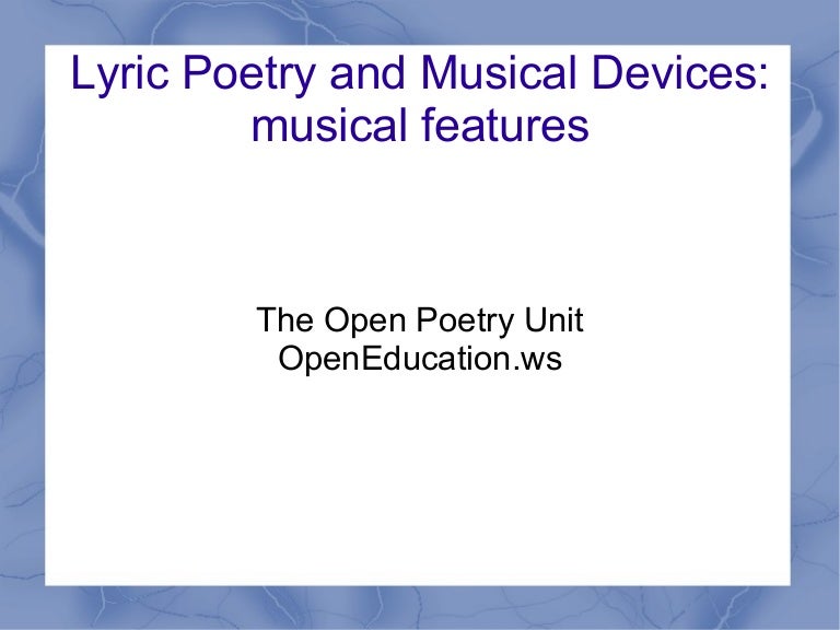 Lyric and Musical Devices musical features