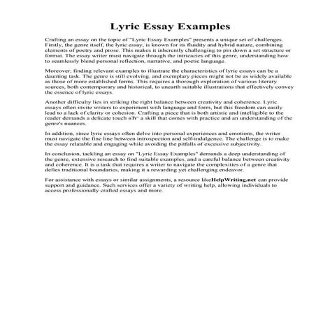 Lyric Essay Examples | PDF