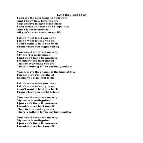 Lyric lagu goodbye | PDF