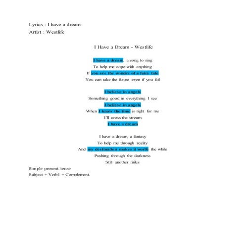 Lyrics tenses | DOCX