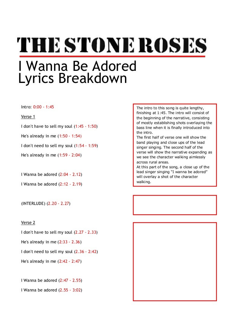 Lyrics Breakdown I Wanna Be Adored