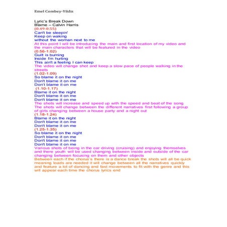 Lyric’s break down