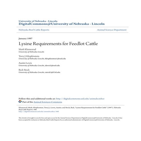 Lysine requirements for feedlot cattle