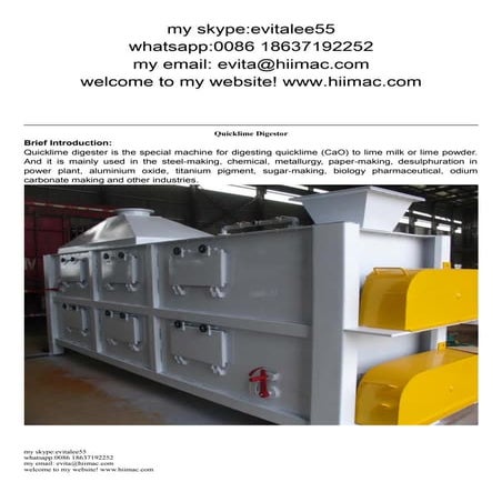 Technical data about quicklime digestor