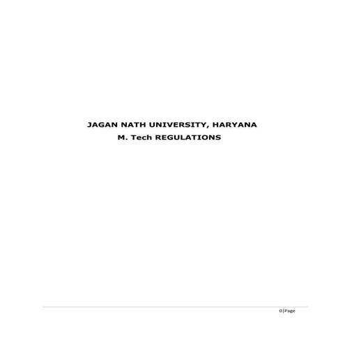 Jagannath University M.Tech Regulations