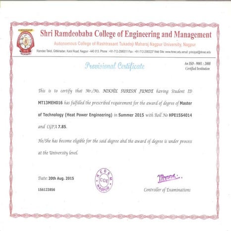 M.Tech Provisional Certificate | PDF