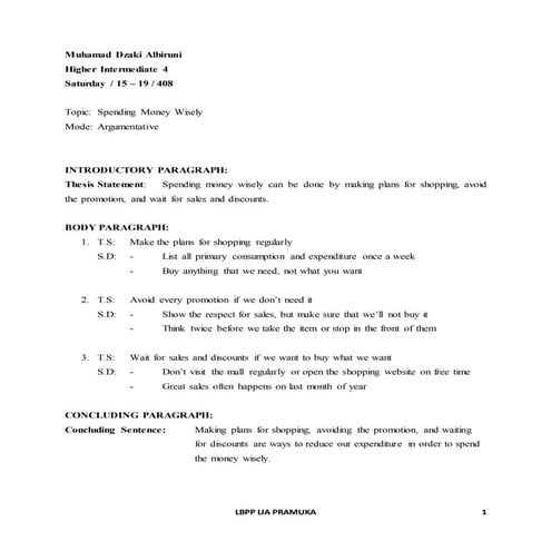 Spending Money Wisely Essay