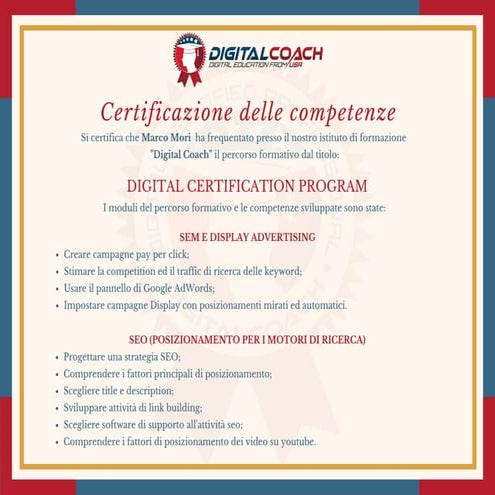 R. Mancarella Certificazione delle competenze acquisite Digital ...