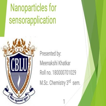 Nanoparticles and sensors applications